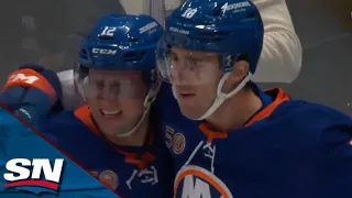 Pierre Engvall Picks Up First Goal With Islanders As Pass Gets Batted Into Net By Capitals Defender