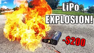 HUGE LiPo FIRE - Battery Explosion! How much damage can it do?