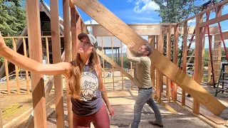 Structural Beam Second Floor + The Storm Hits | A-Frame Cabin Addition