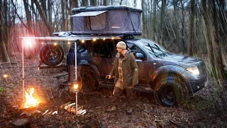 Winter Camping in Rain with an Insulated Roof tent