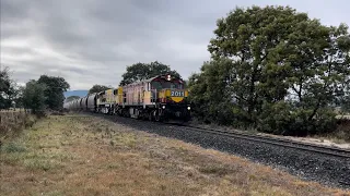 TasRail 2011 2054 #46 Coal train crossing the Esk Highway