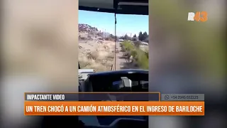 Impactante video: un tren chocó a un camión atmosférico en el ingreso de Bariloche