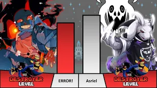 ERROR!Sans VS Asriel Dreemurr Power Levels