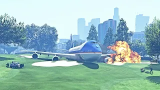 Trump's B747 (VC-25) Aircraft Emergency Landing On A Golf Course | GTA 5