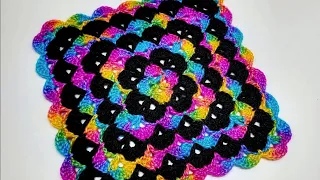 Easy Crochet Blanket Tutorial Scrap Yarn Blanket / Peek-A-Boo Shells