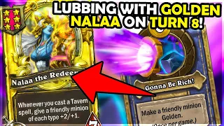 Turn 8 Golden Nalaa and Land Lubbers! | Hearthstone Battlegrounds