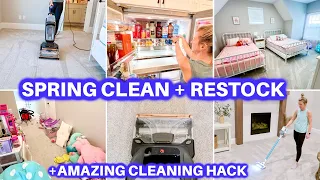 SPRING DEEP CLEAN WITH ME + FRIDGE RESTOCK | CLEANING MOTIVATION | CARPET CLEANING | CLEANING HOUSE