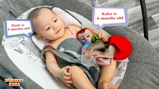 Compilation of super cute moments of Monkey Kaka and baby Diem