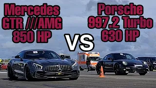 Mercedes GTR AMG 850 Hp VS Porsche 997.2 Turbo 630 Hp Drag Race Scc 500 2020