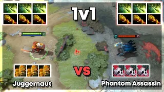 Juggernaut vs Phantom Assassin with 3x Butterfly and 3x MKB - Dota 2 1v1