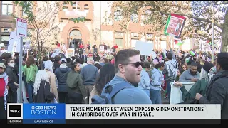 Protesters supporting Israel challenge pro-Palestinian rally in Cambridge