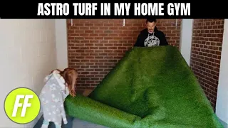 FITTING ASTRO TURF IN MY HOME GARAGE GYM | ARTIFICIAL GRASS