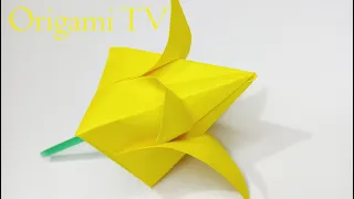 Origami tulip. A flower made of paper with your own hands