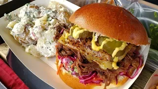 Huge Sandwiches, Grilled Ribs, Pulled Meat, Melted Cheese. Yummy Street Food of London