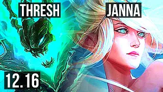 THRESH & Jinx vs JANNA & Zeri (SUP) | 1/0/14, 2.7M mastery, 1300+ games | EUW Master | 12.16