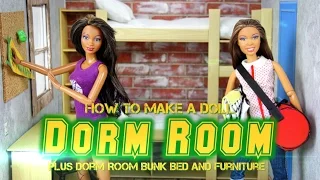 DIY - How to Make: Doll Dorm Room with Bunk Bed & Furniture - Handmade - Doll - Crafts