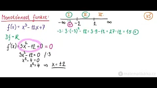 Jak zjistit intervaly monotónnosti funkce (rostoucí, klesající)