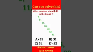 Number series problem?/5,11,17,25,33,43.../Find the next term #maths #shorts #youtubeshorts