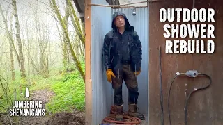 Off Grid Shower Build: Fit & Finish in a Hail Storm