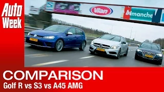 VW Golf R vs. Audi S3 vs. Mercedes A45 AMG - English subtitled