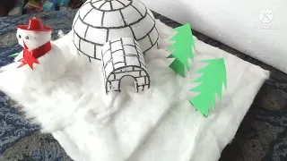 How to make igloo with snow man || igloo project for school