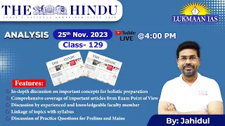 The Hindu Newspaper Analysis | 25th November 2023 | By Jahidul | Lukmaan IAS