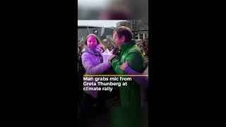 Man grabs mic from Greta Thunberg at climate rally | AJ #shorts