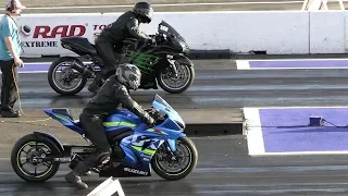 GSXR 1000 vs Kawasaki Ninja zx14 - drag race