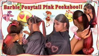 🍰Sleek Barbie Ponytail With Pink Skunk Stripes | 2022 Hot Trending Hairstyle | #ULAHAIR