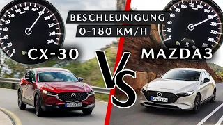 0 - 180 km/h Test: CX-30 2.0l 122 PS vs. Mazda3 2.0l 122 PS | GPS Timer Beschleunigung