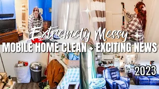 MASSIVE MESSY SINGLE WIDE MOBILE HOME CLEAN WITH ME 2023 | BEFORE & AFTER CLEANING TRANSFORMATION