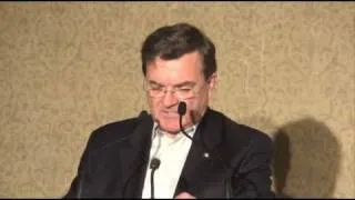 Minister of Finance, Jim Flaherty addresses the CLC/OFL Pension Summit in Toronto.