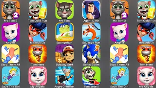 My Talking Tom 2,Talking Tom Gold Run,Agent Dash,Miraculous,Save The Girl,Subway Surf,Sonic Boom