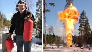 Fuel bomb explosion with fire extinguisher