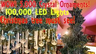 HUGE CHRISTMAS TREE CUSTOM DESIGNED MUST SEE - 5,000 SWAROVSKI  - 100,000 LED LIGHT - 55'TALL