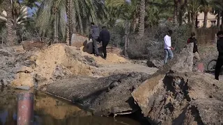 Aftermath of two Israeli strikes in central Gaza Strip