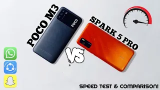 Poco M3 Vs Tecno Spark 5 Pro Speed Test & Comparison!