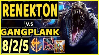 RENEKTON vs GANGPLANK - 8/2/5 KDA TOP CHALLENGER GAMEPLAY - KR