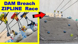 LEGO DAM Breach - ZIPLINE Race - Ep 16