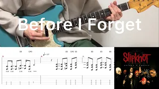 Slipknot - Before I Forget (guitar cover with tabs & chords)