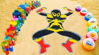 How to make Rainbow Black Spiderman with Orbeez, Big Monster, Fanta, Pepsi vs Mentos & Popular Sodas