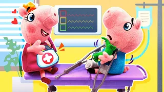 Peppa pig and George Boo Boo Stories & songs | Dentist | Mommy is sick | Doctor Rescue Pretend Play