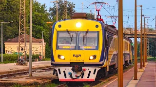 RETRO Soviet Electric Train Departing Old Station at Sunset | Stock Footage - ASW Media