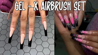 WATCH ME WORK| GEL-X AIRBRUSH NAILS