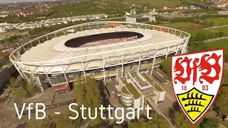 Mit dem  VfB - Stuttgart in der Mercedes Benz Arena in 4K - Aerial View