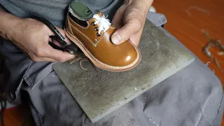 Making Leather Kid Shoes | complete Handmade process [asmr]