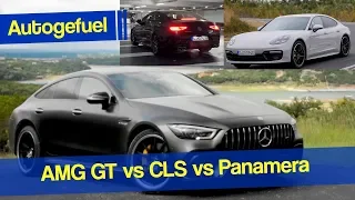 Mercedes CLS AMG vs Mercedes AMG GT 4-Door vs Porsche Panamera Turbo S E-Hybrid comparison