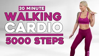 5000 steps in 30 min at home / Do it twice to get 10000 steps/ NO JUMPING walking workout