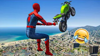 GTA 5 Spiderman Epic Bike Jumps #18 - Spider-Man Stunts & Fails, Gameplay Funny Moments & Fails