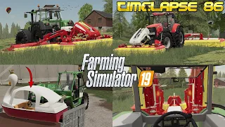 New PEDALBOAT SUNK? 🙄😂 MOWING with PÖTTINGER demonstration mowers! 🌿💪🚜💨 | [FS19] - Timelapse #86